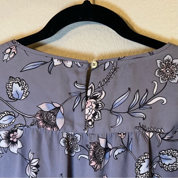 Womens Small Blouse THE LOFT Floral Periwinkle Flowy Boho Office Capsule - Picture 8 of 16